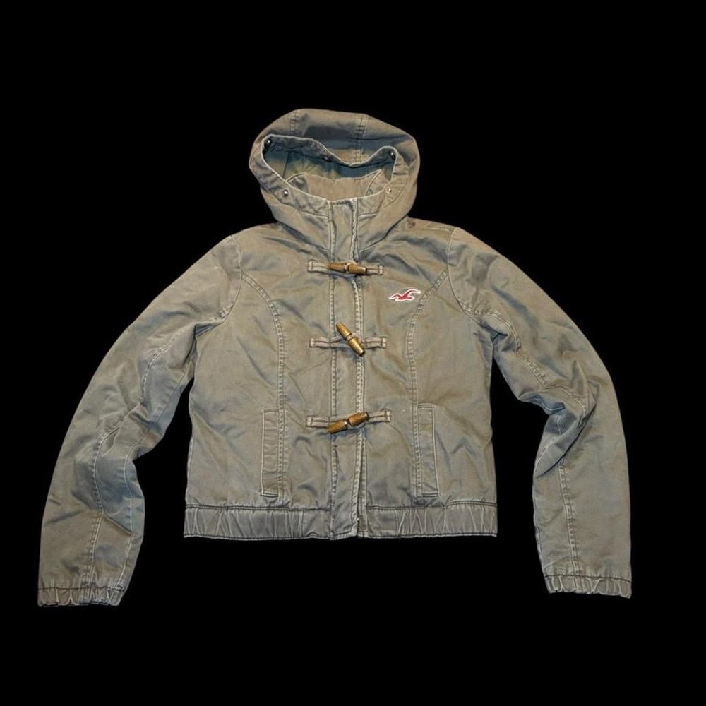 Hollister Olive Green Hooded Toggle Jacket
